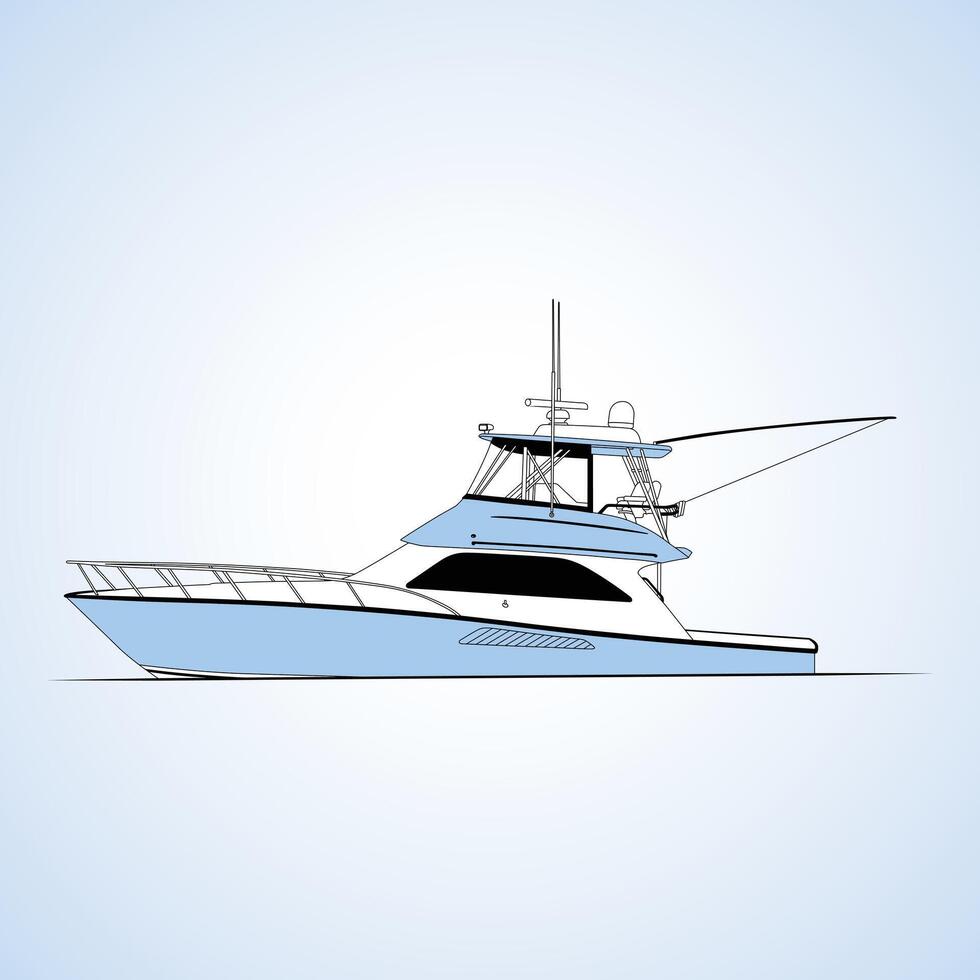 Boat color illustration for print any product and T-Shirt vector
