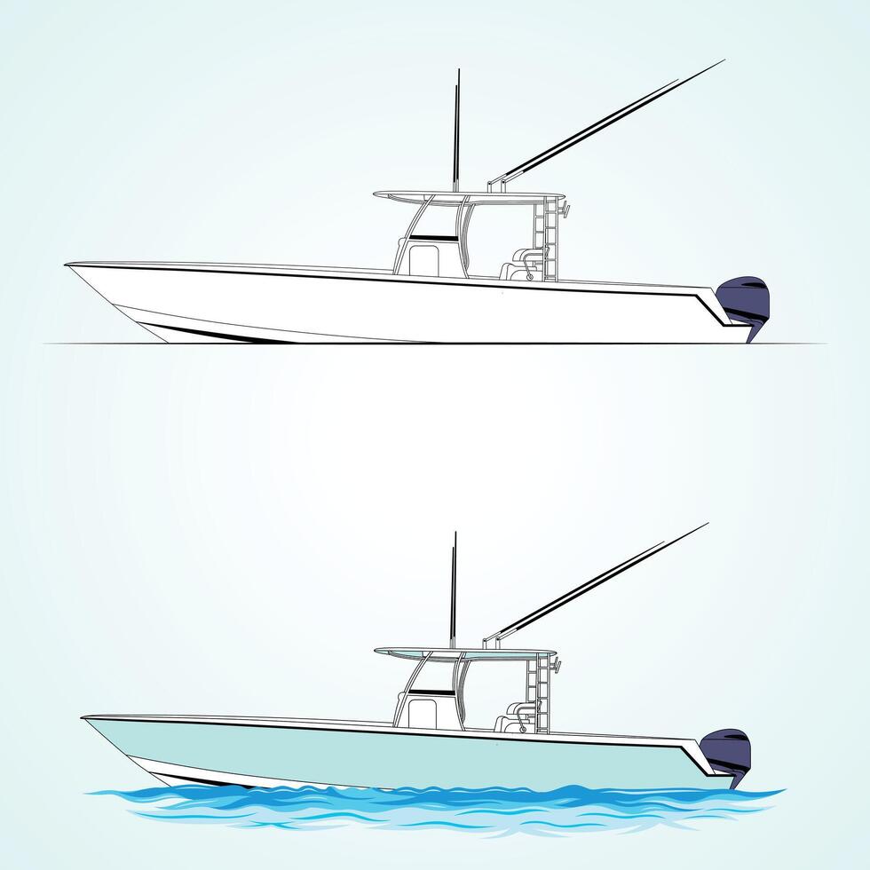 Ocean boat illustration vector