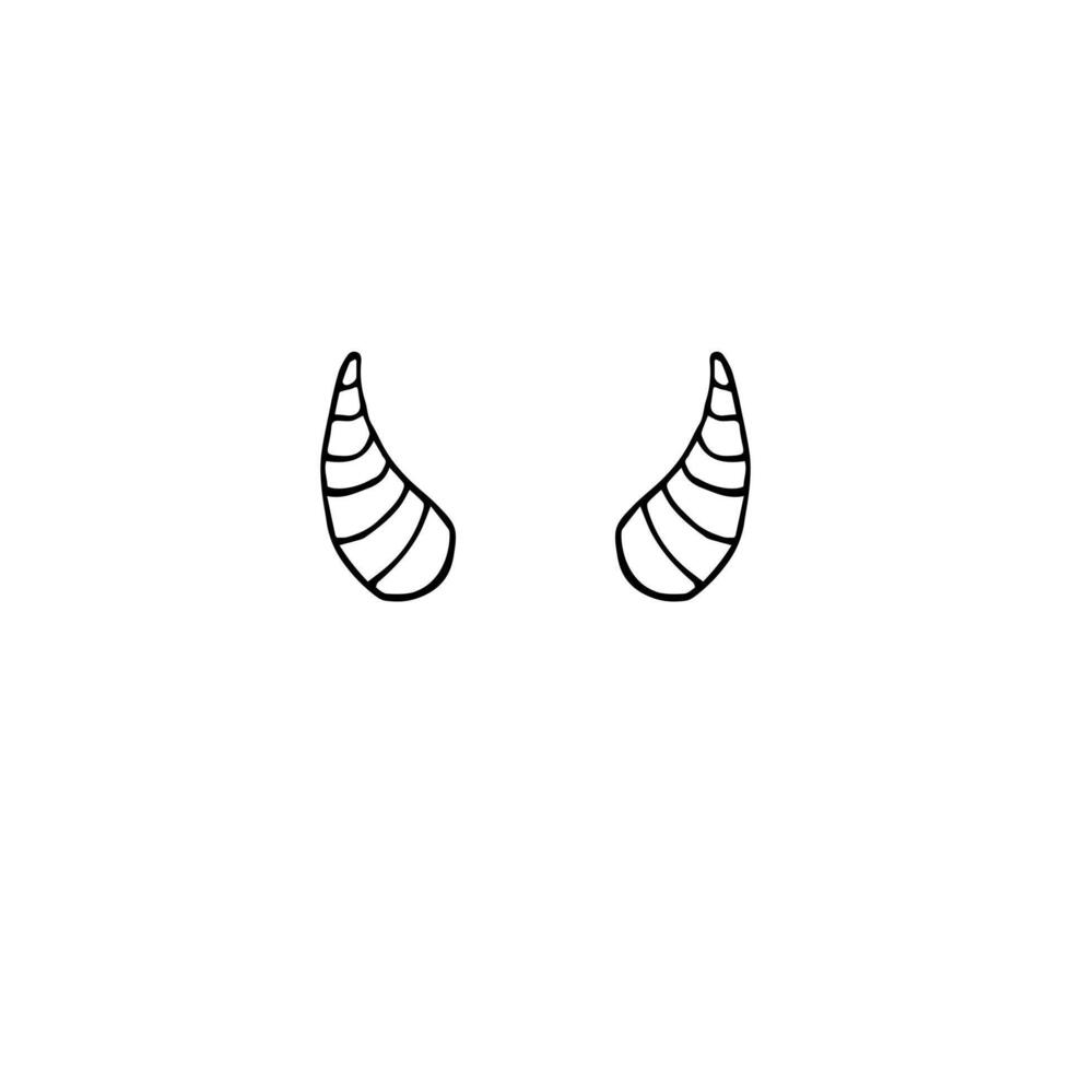 Hand drawn doodle sketch cow horn isolated on white vector