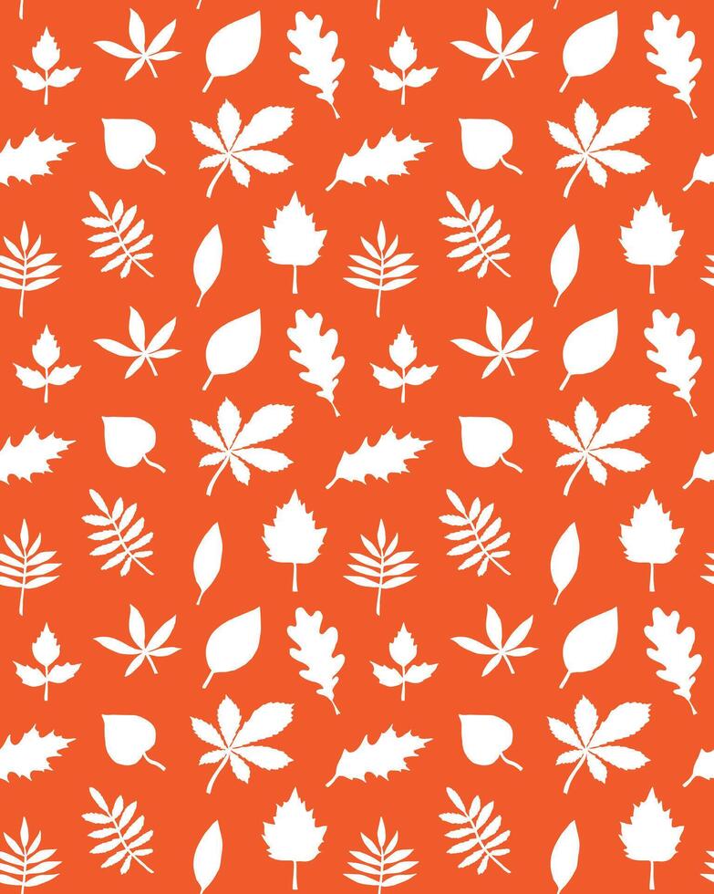 Seamless pattern of different color hand drawn doodle sketch leaves isolated vector