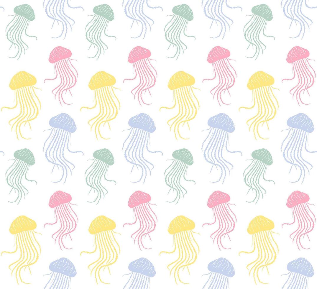 Seamless pattern of doodle sketch jelly fish isolated on white backgrounds vector