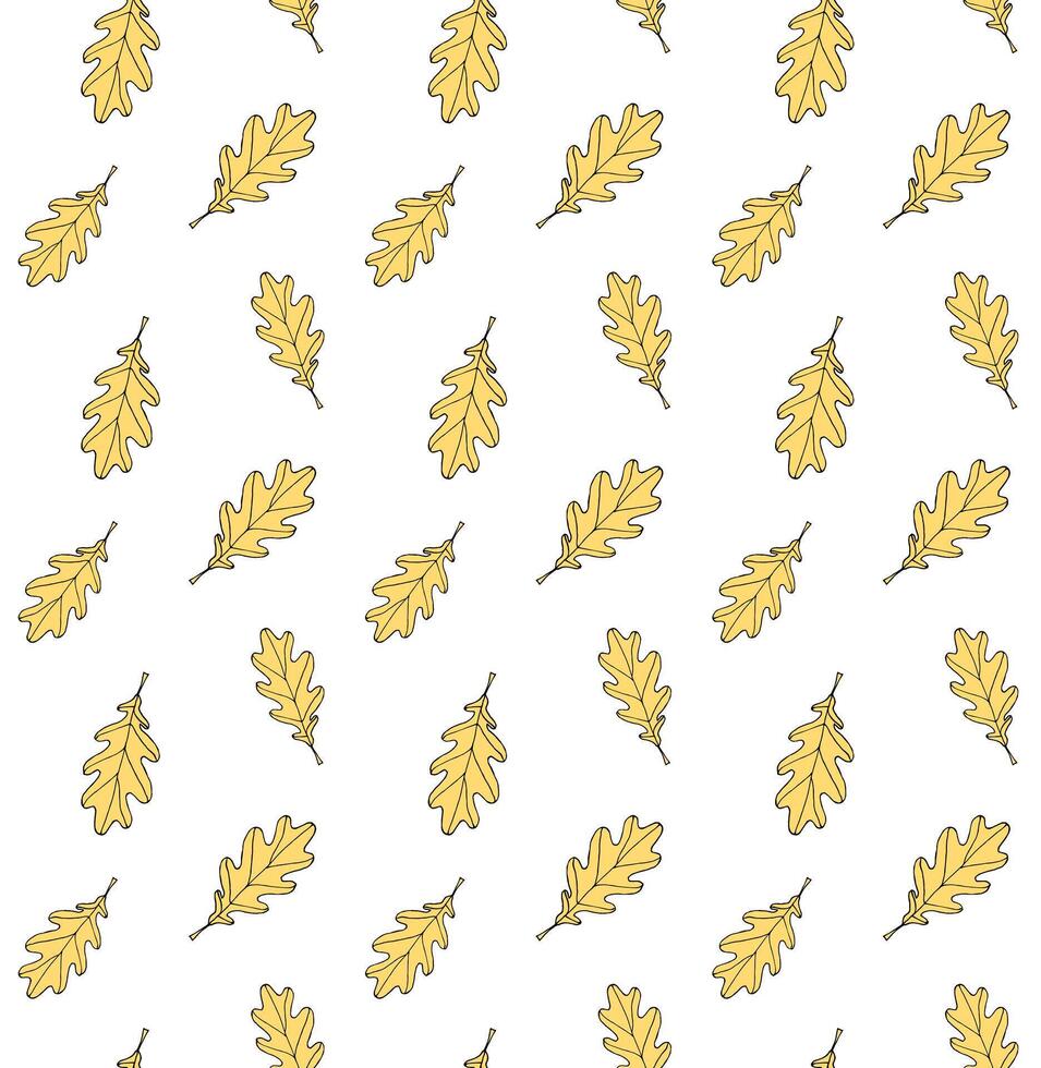 Seamless pattern of hand drawn oak leaf isolated on white background vector