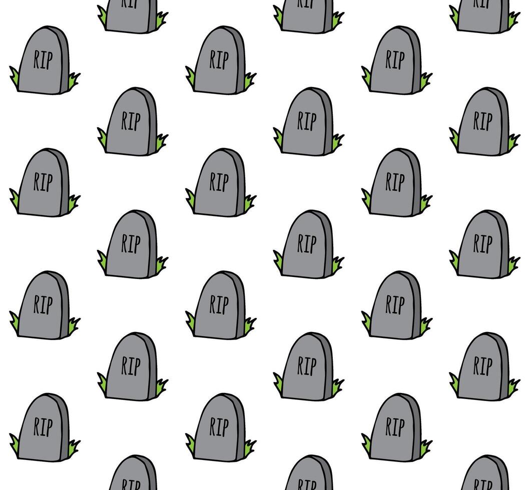 Seamless pattern of hand drawn doodle sketch grave stone isolated on white vector