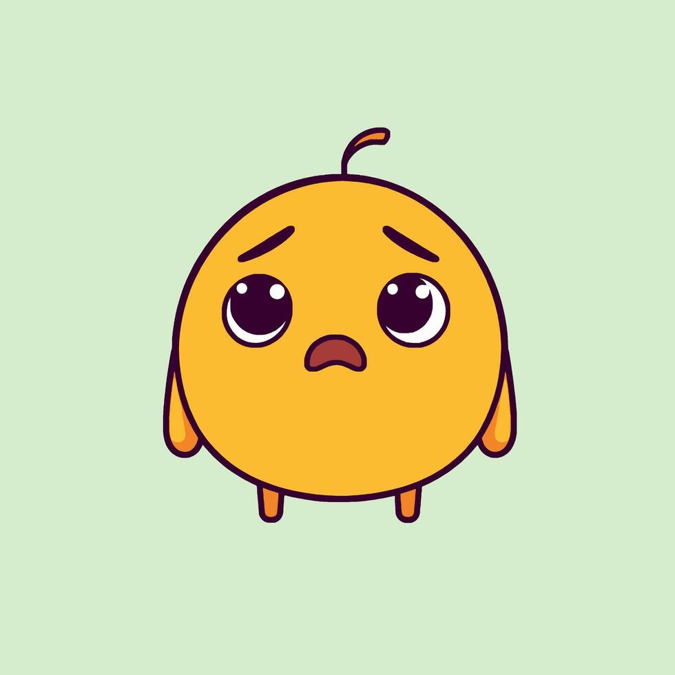 A cartoon character with sad eyes on a green background vector
