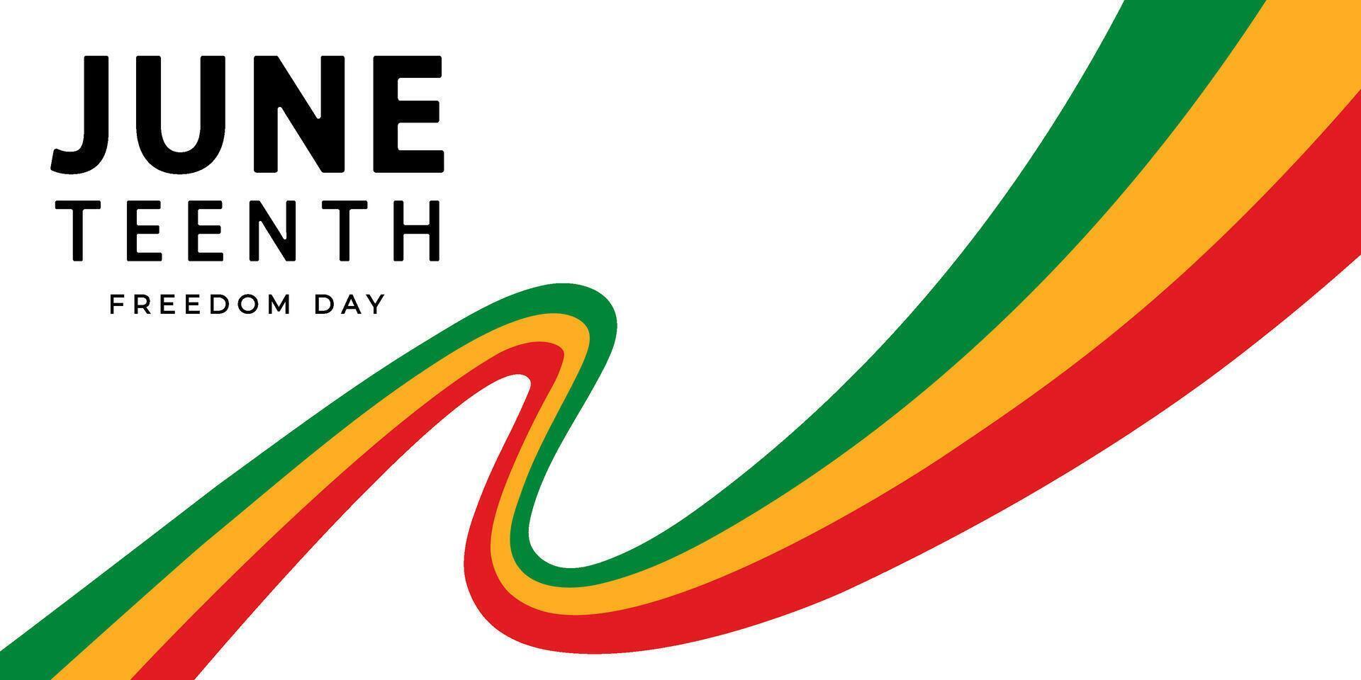 Abstract curved Juneteenth ribbon isolated on a transparent background. Juneteenth banner. June 19. African American history and heritage. illustration. vector