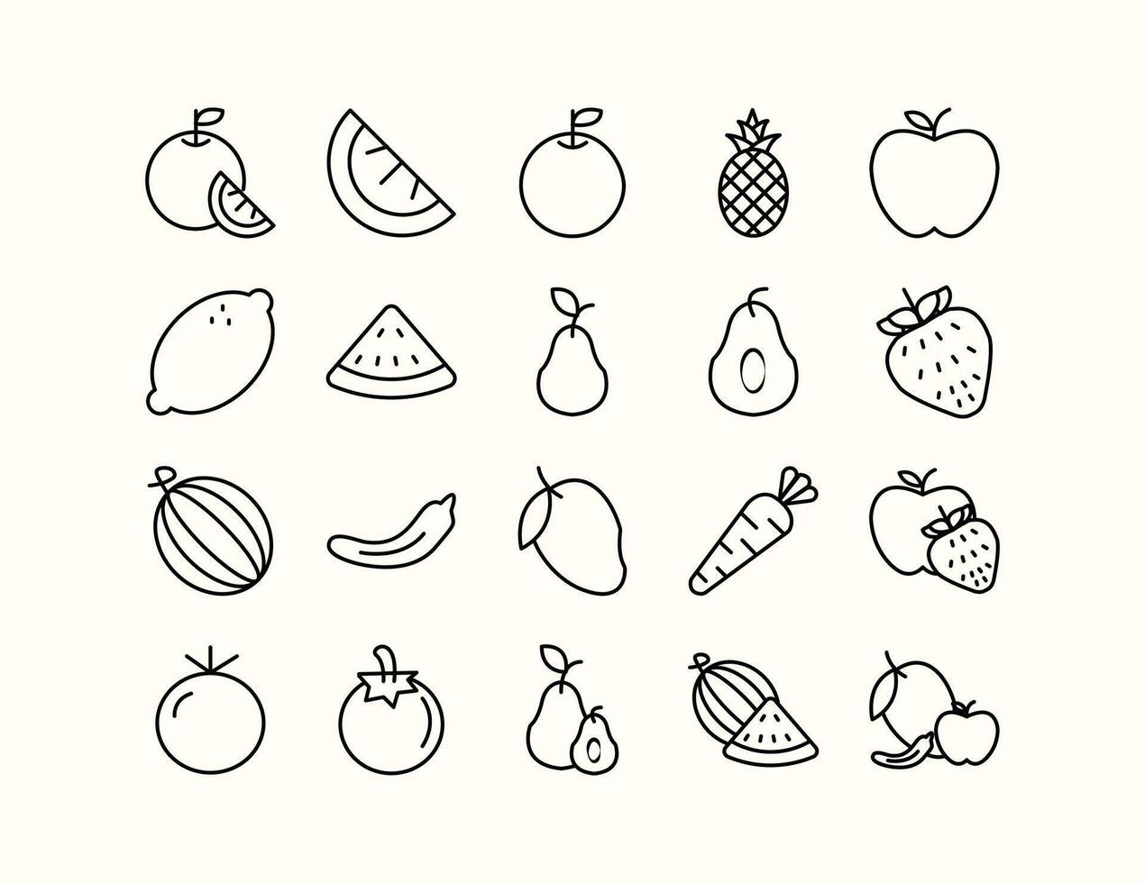 Fruits Icon collection sheet vector