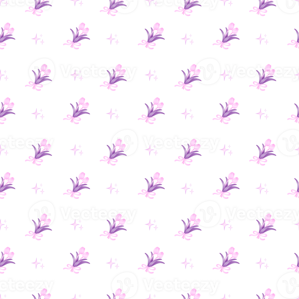 Coquette seamless pattern Tulip tied with pink bow png