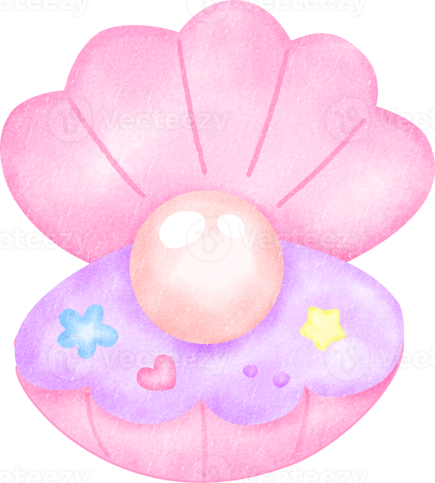 Cute Watercolor Pearl Under The Sea png