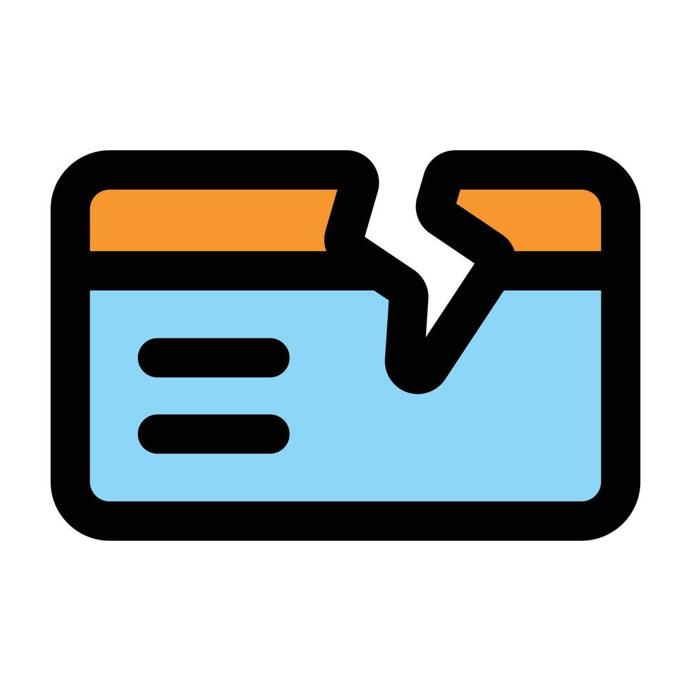 Simple Broken Credit Card colorful icon. The icon can be used for websites, print templates, presentation templates, illustrations, etc vector