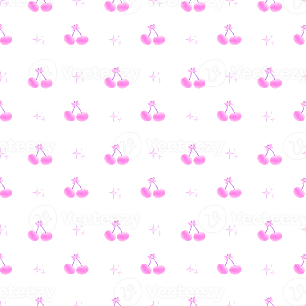 Coquette seamless pattern Pink Cherry png