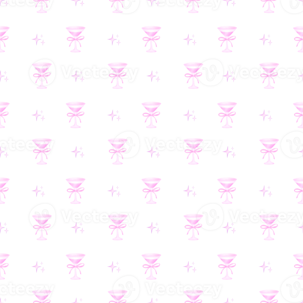 Coquette seamless pattern Wine Glass with Pink Bow png