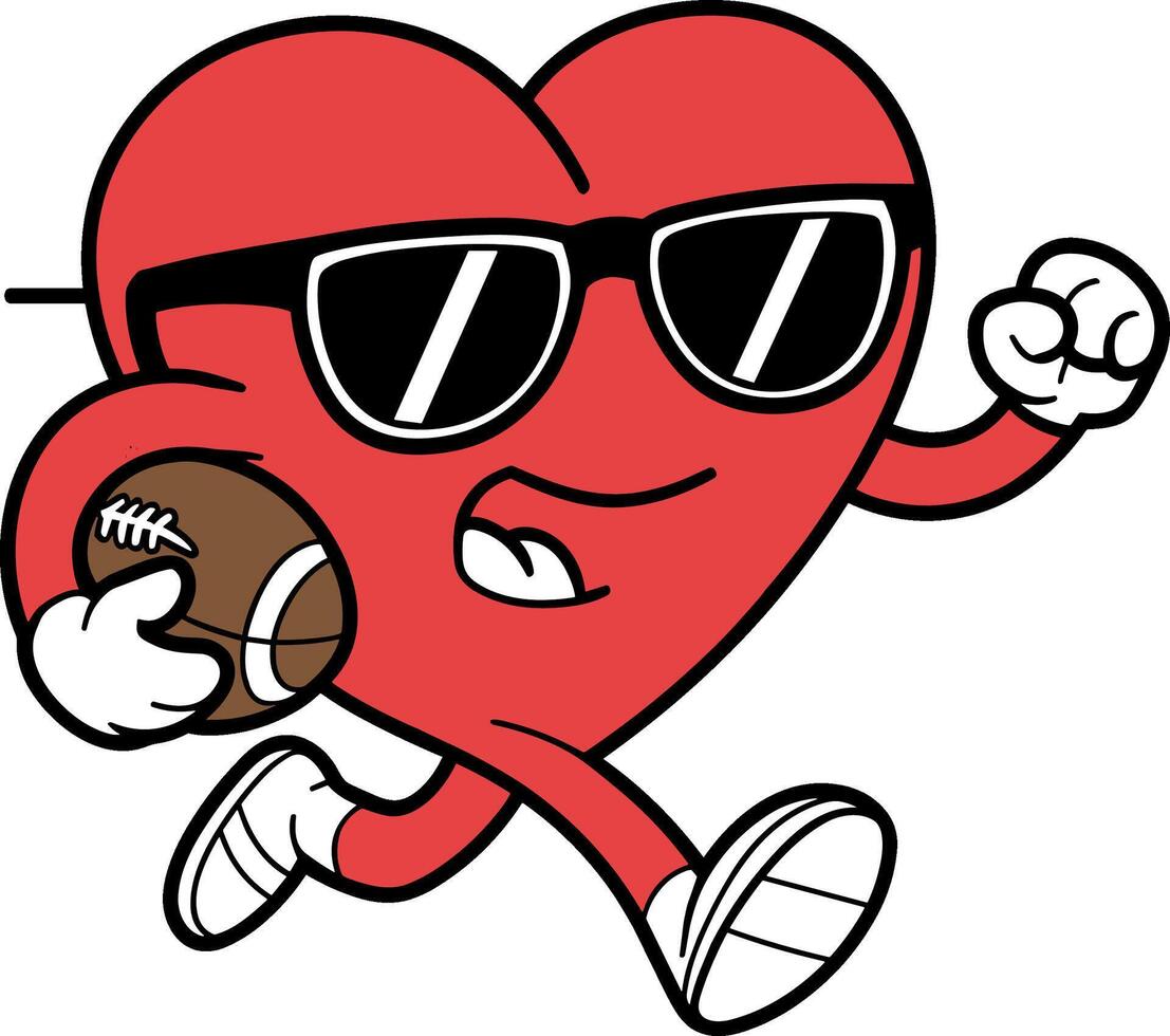 Heart American Football Valentines Day Boys vector