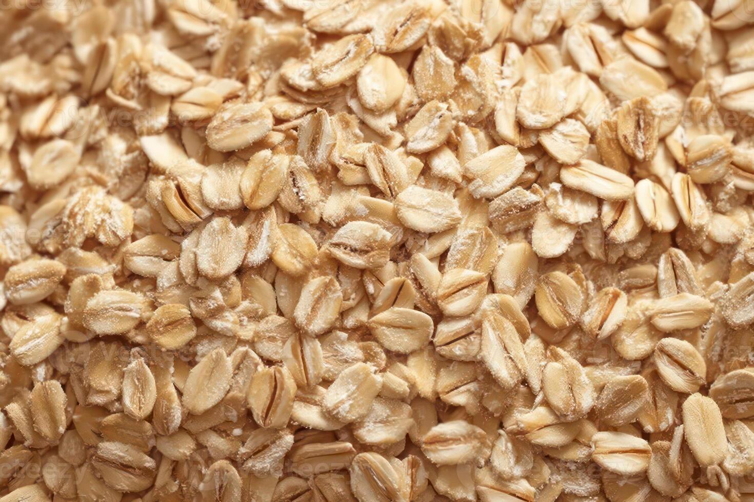 Rolled Oats Macro Photography Close up Texture of Dry Oatmeal photo