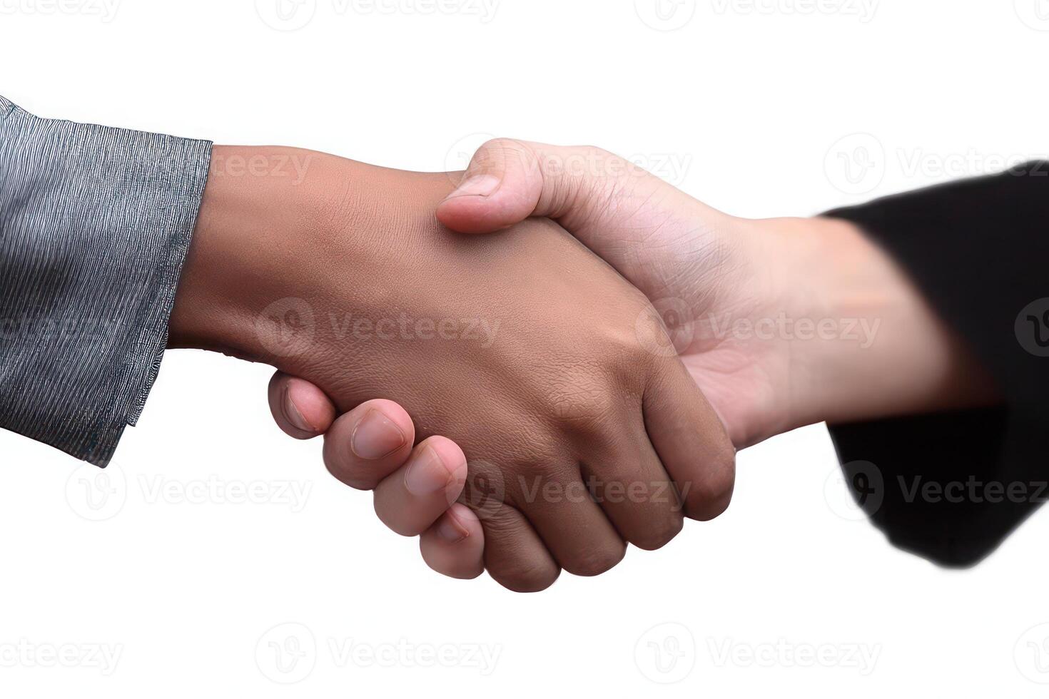 Diverse Hands Clasped in a Strong Partnership Handshake Teamwork Concept photo