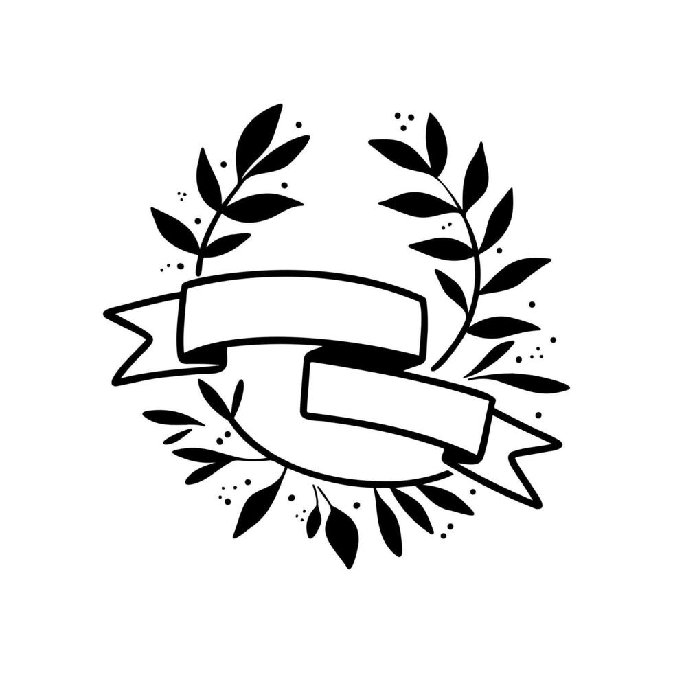 Elegant Wreath with Ribbon and Leaves vector