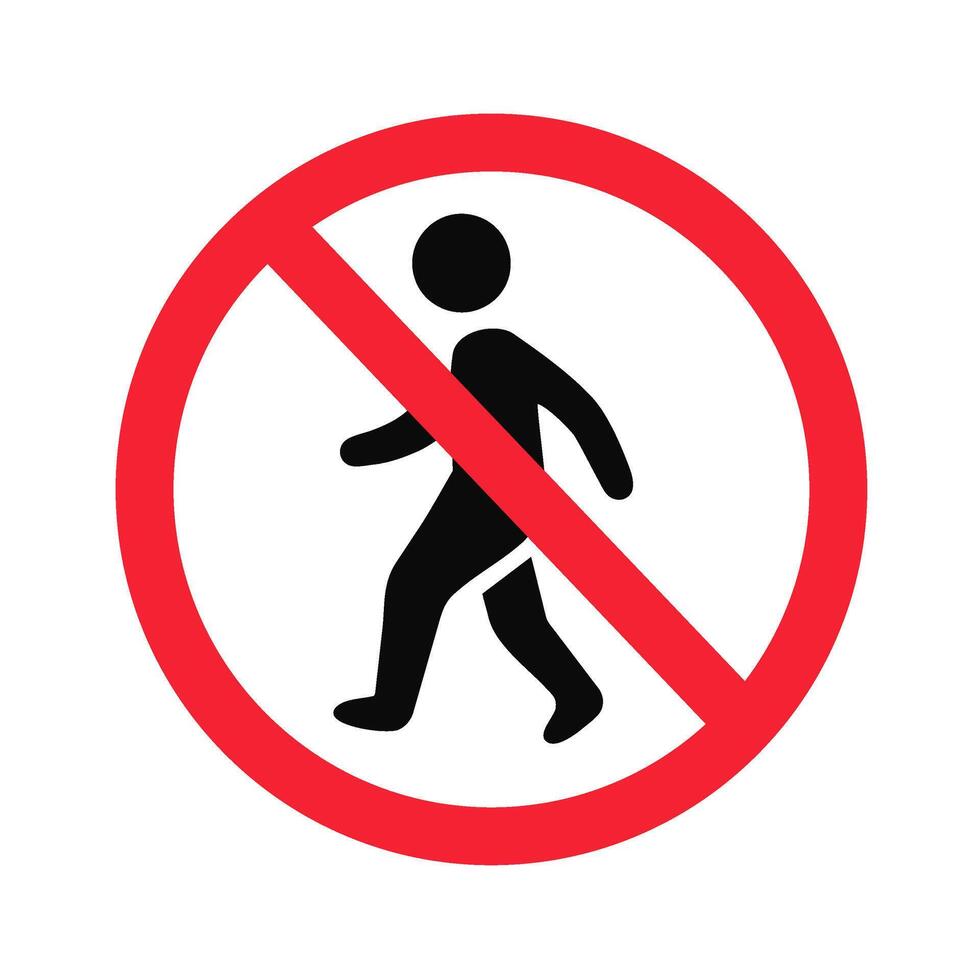 No Walking Sign Icon in Red Circle vector