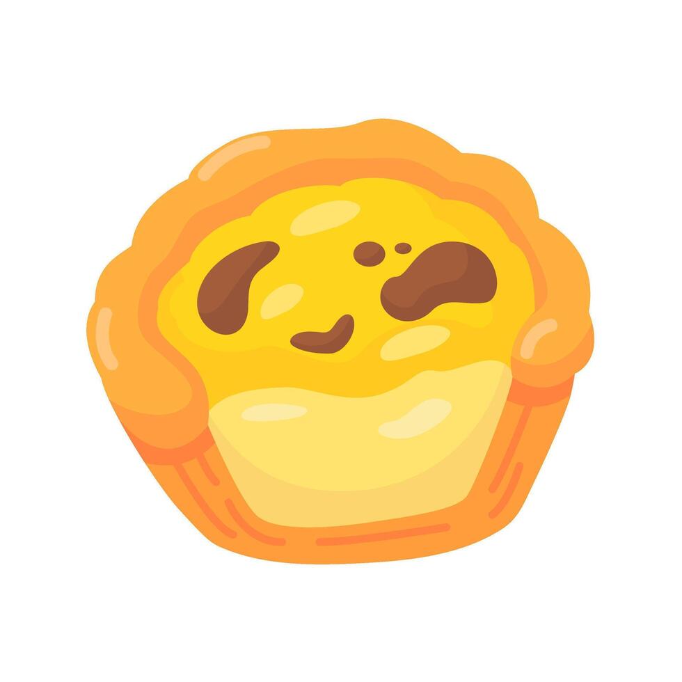illustration of a custard tart with a golden crust and creamy filling, perfect for bakery themed designs. vector