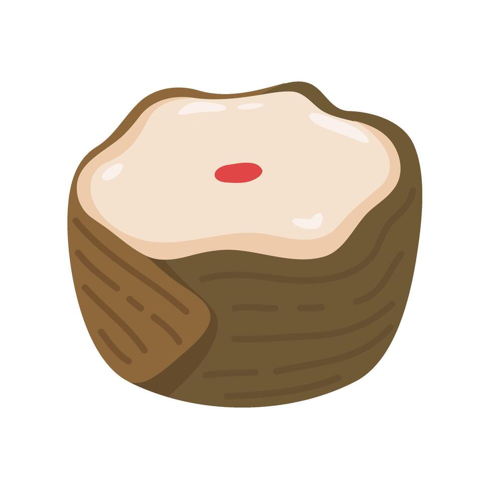 Illustration of a traditional Chinese mooncake with a red dot, symbolizing the Mid-Autumn Festival. vector