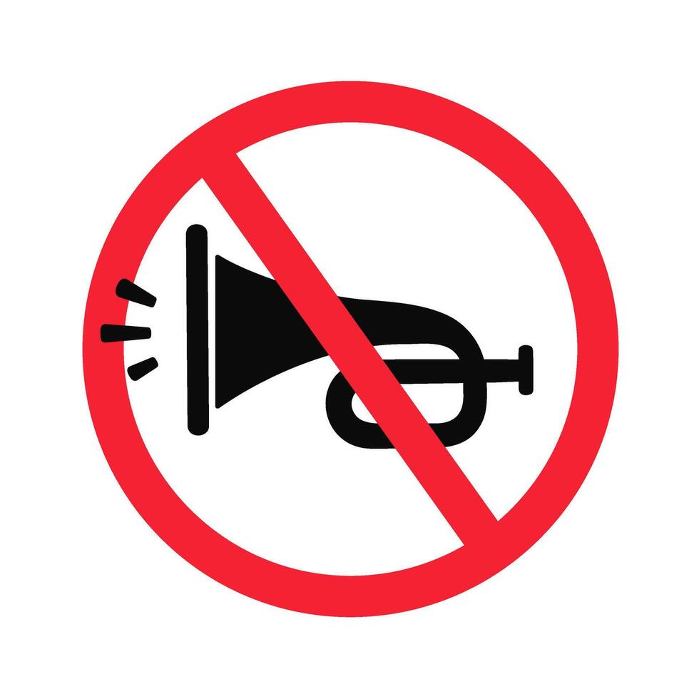No Horns Allowed Sign Icon vector
