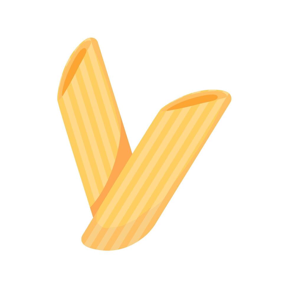 Detailed illustration of two uncooked penne pasta pieces on a white background, perfect for culinary and food-related projects. vector