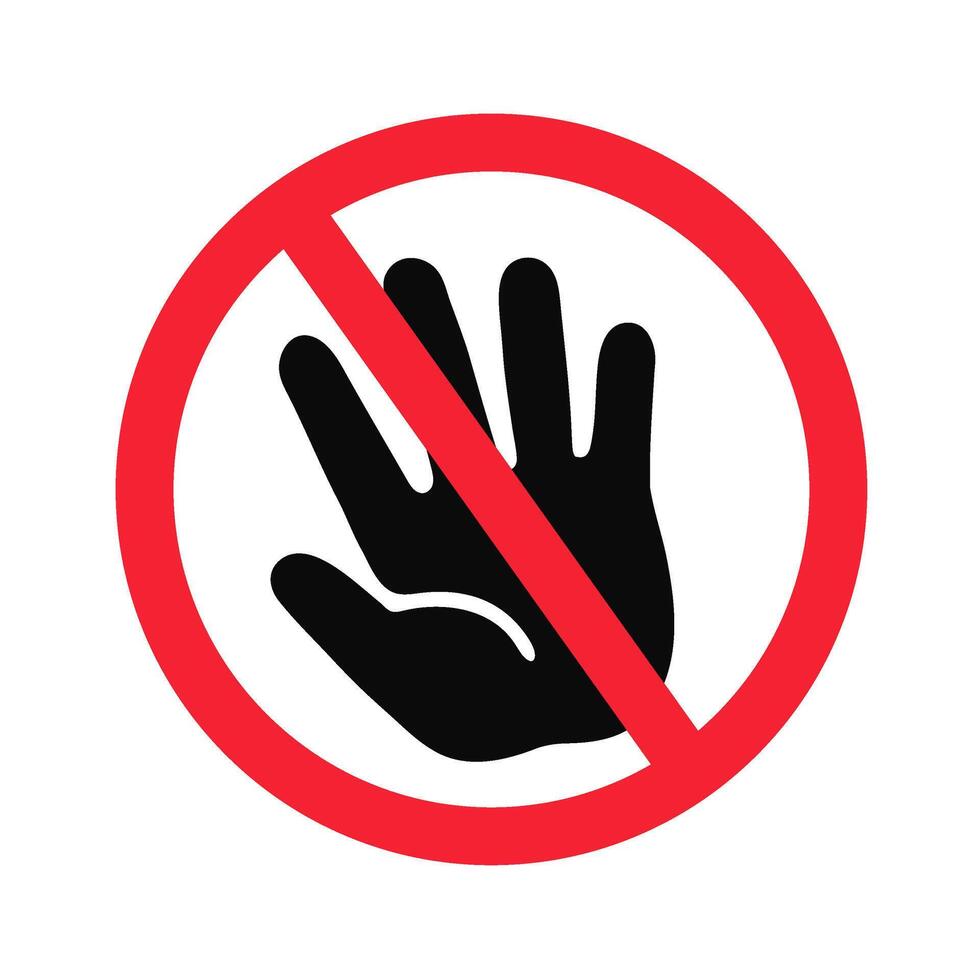 Prohibition sign featuring a hand symbol vector