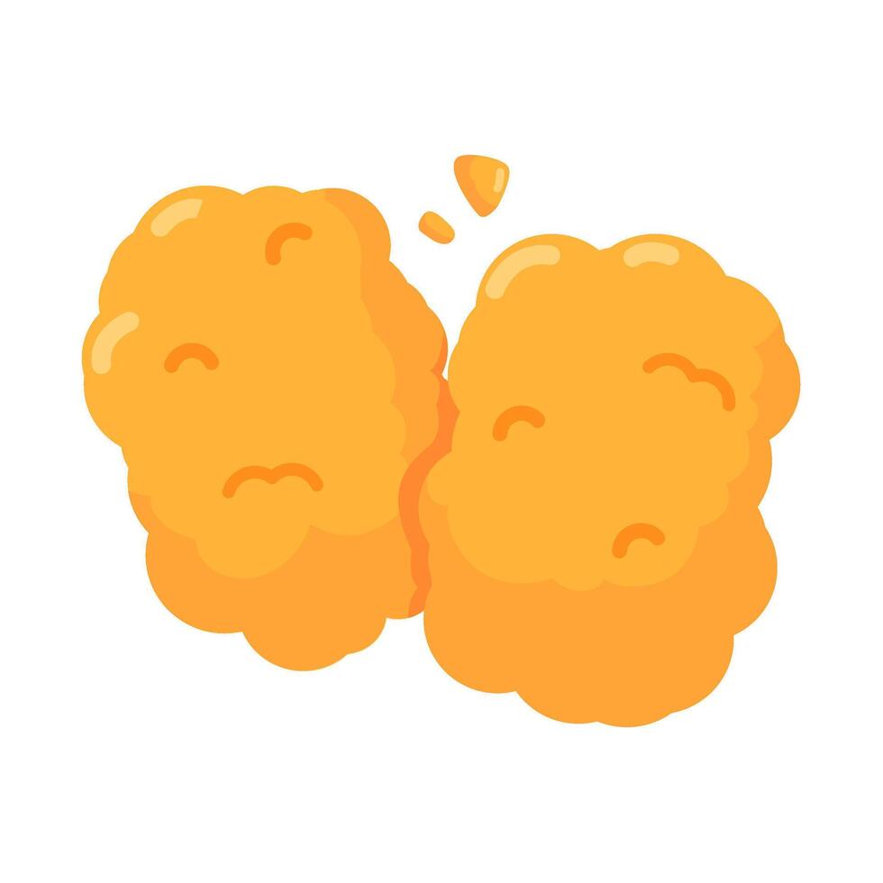 Cartoon-style crispy chicken nuggets illustration vector