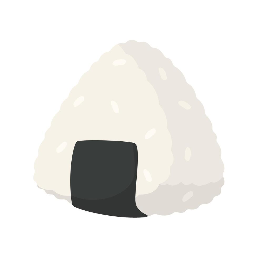 Simple illustration of a classic Japanese onigiri rice ball with a seaweed wrap, perfect for culinary and cultural themes. vector