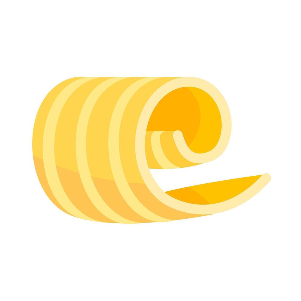 Butter rolls scraped from a block of butter for use in desserts. vector