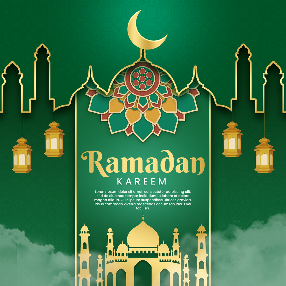 Green Luxury Ramadan Kareem Social Media Post psd
