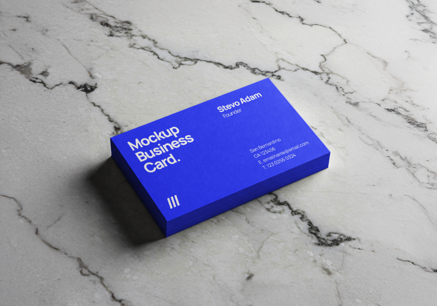 Simple business card mockup placed on light marble background showcasing clean and modern layout psd