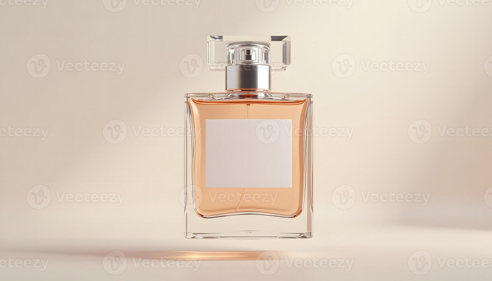 Perfume Bottle with Label on Neutral Background photo