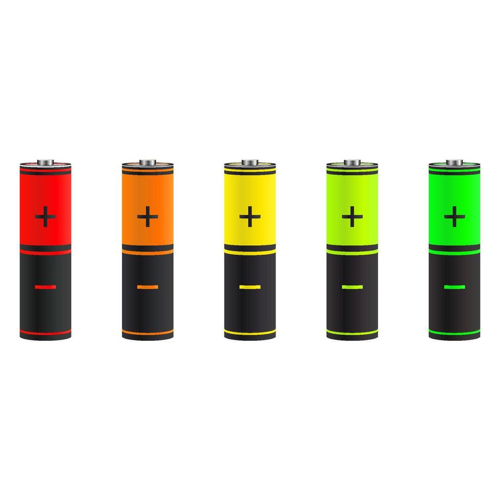 Colorful Battery Illustration Set vector