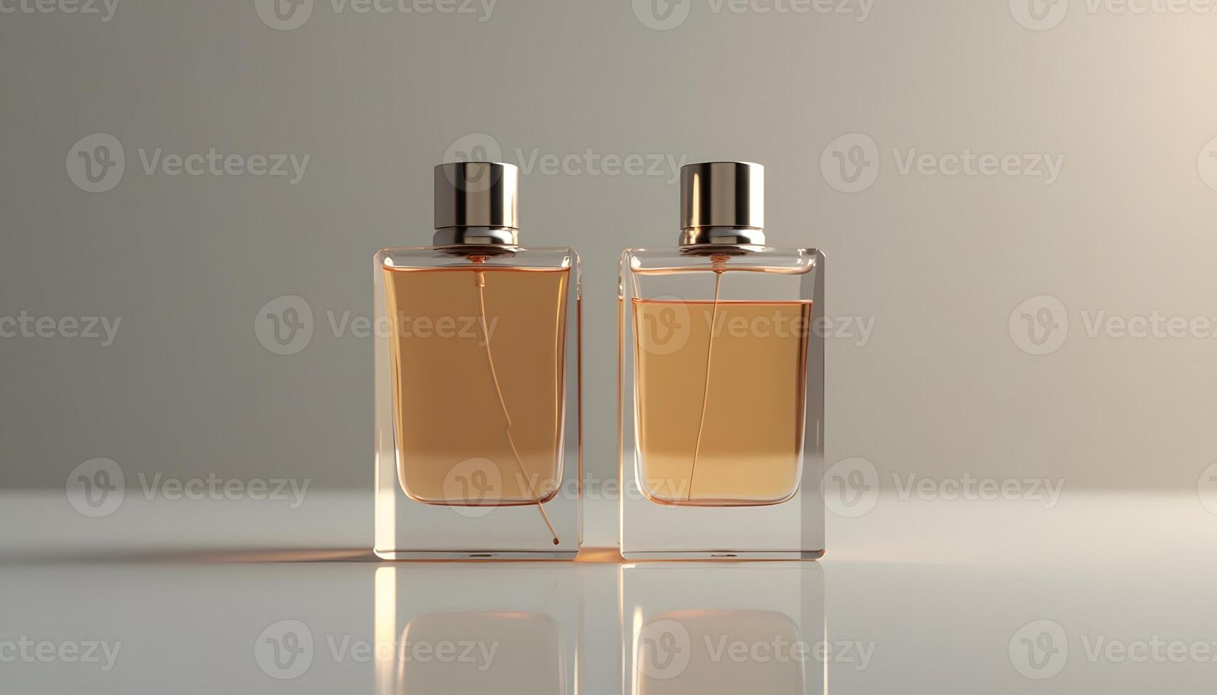 Two Perfume Bottle on Neutral Background photo
