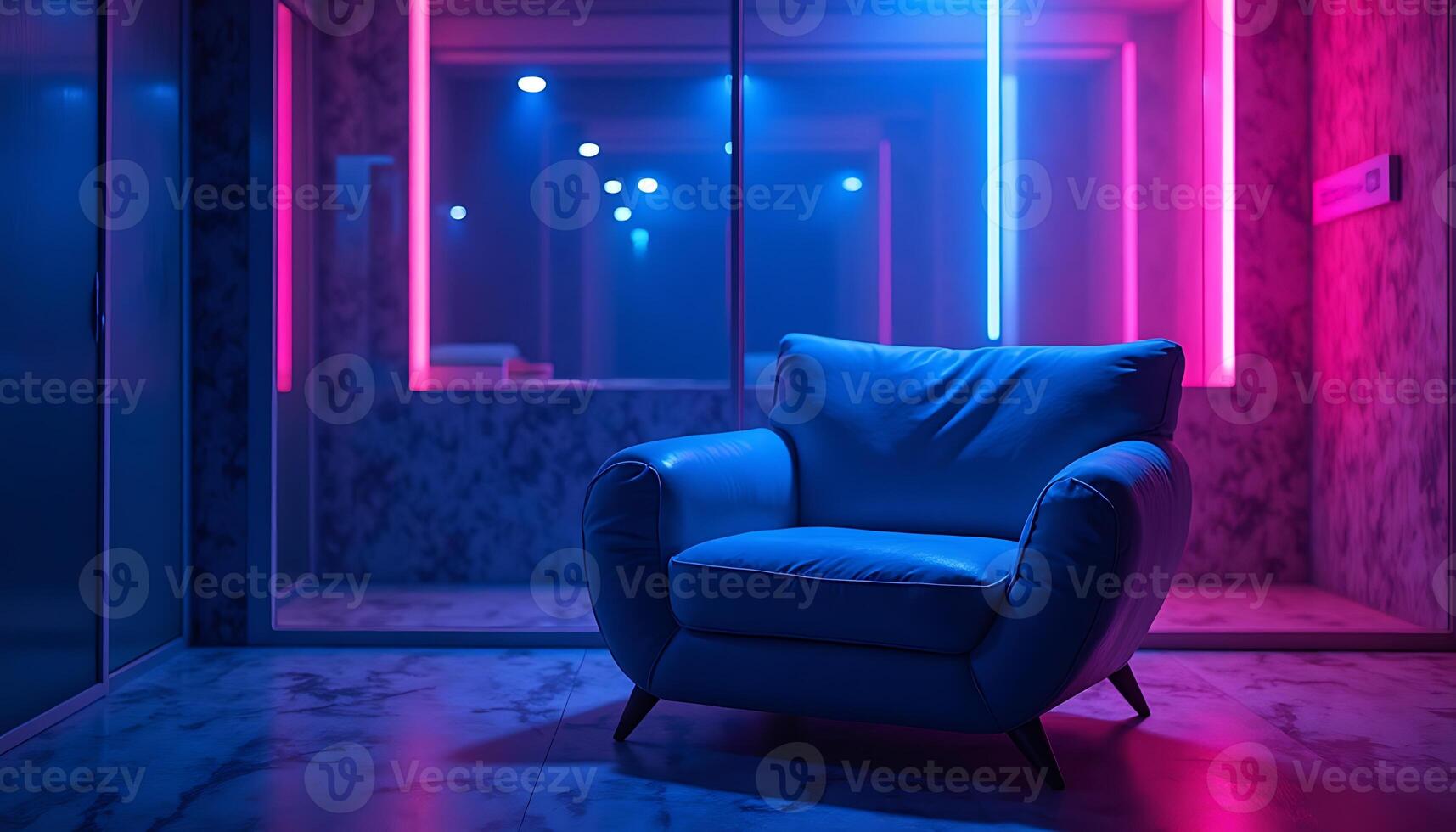 Blue Armchair Neon Light photo