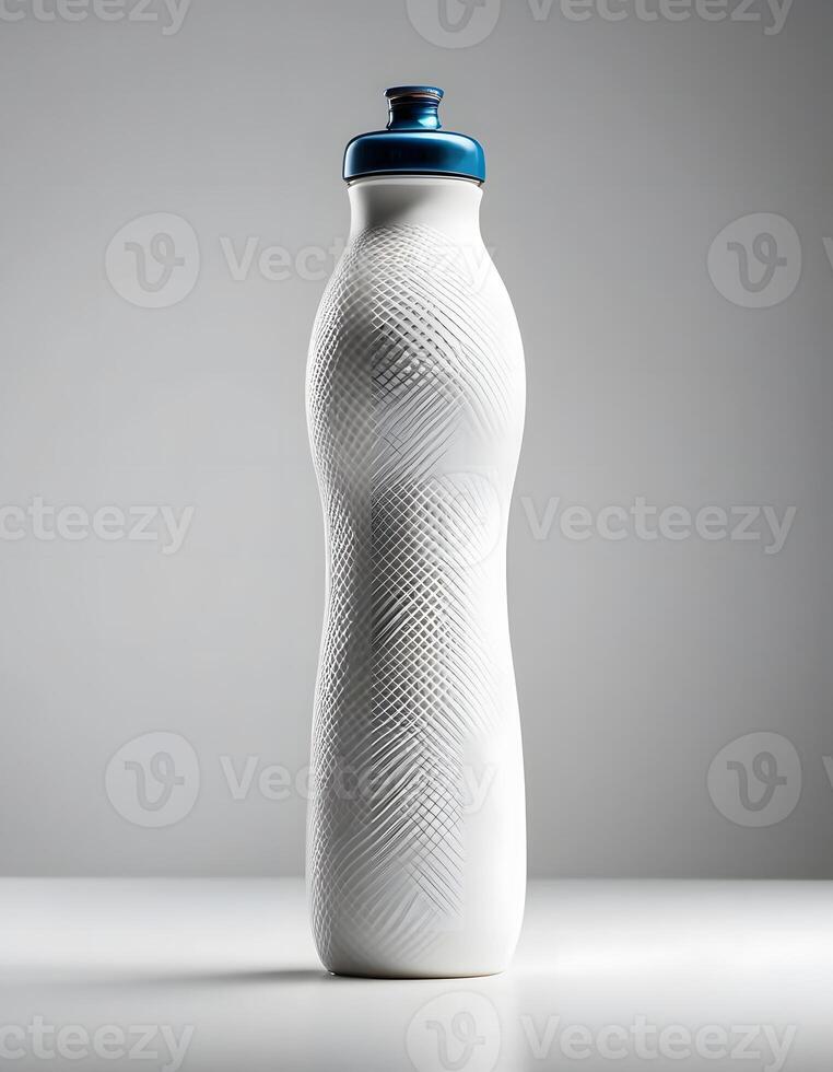 White Bottle with Blue Cap Patterned Design photo