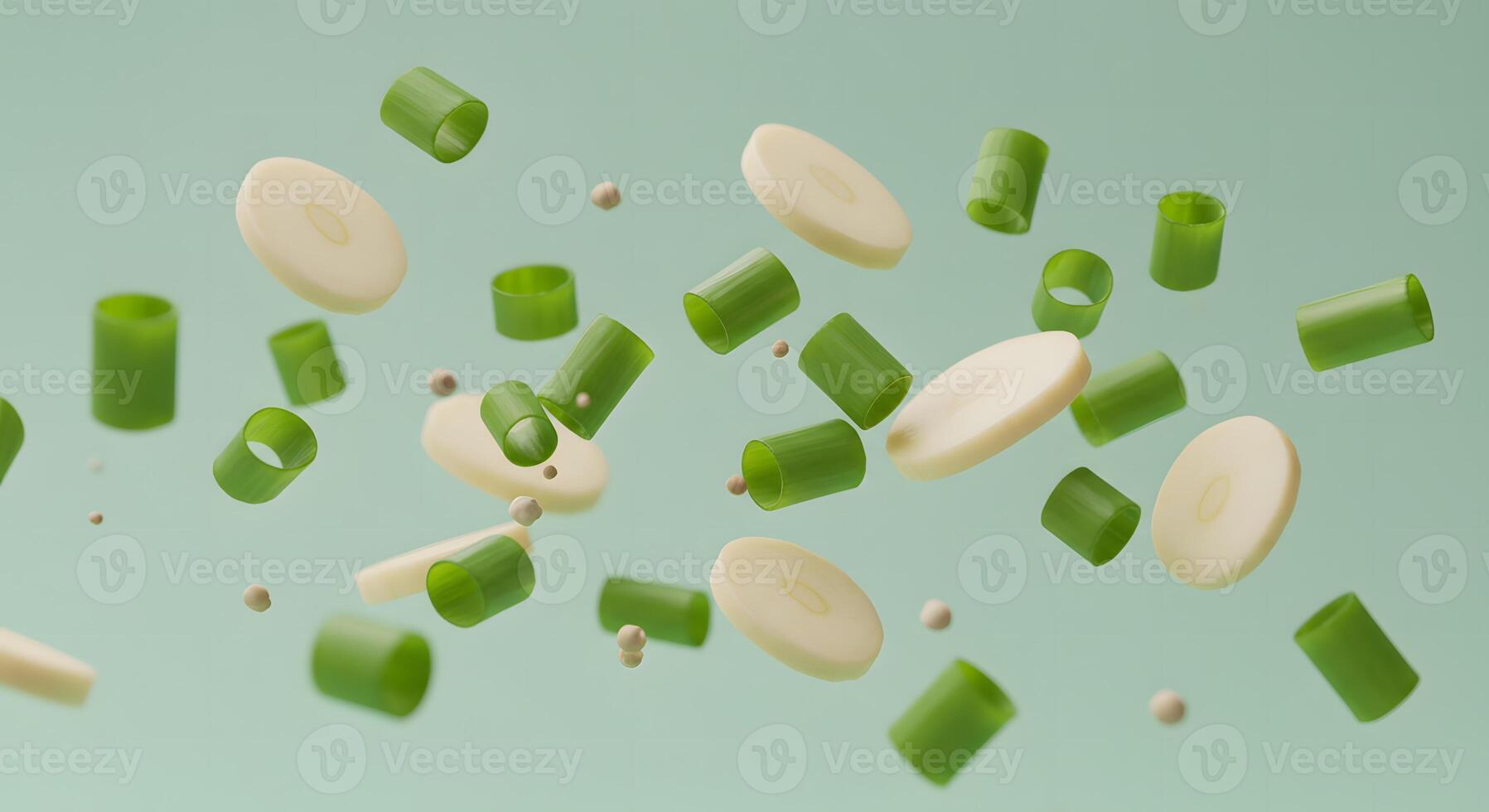 Floating Green Onion and Garlic photo