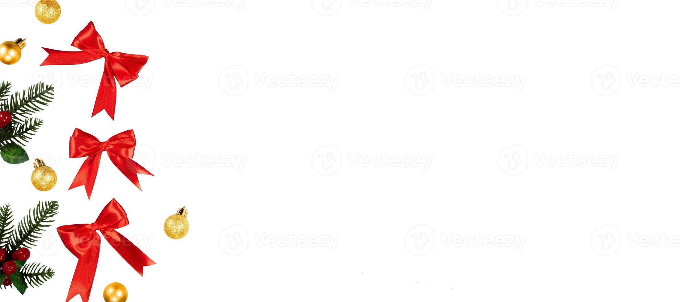 Christmas tree with bow ribbon decoration for banner background photo