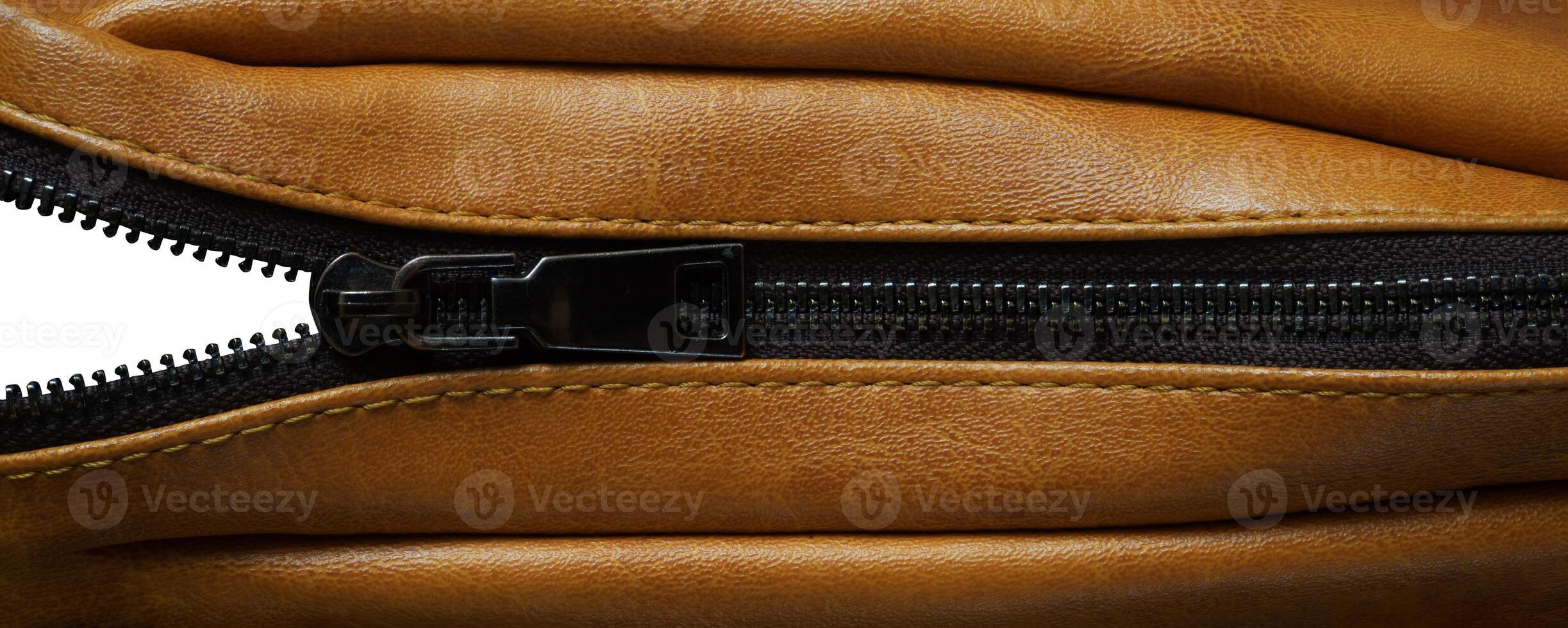 zipper on leather bag photo