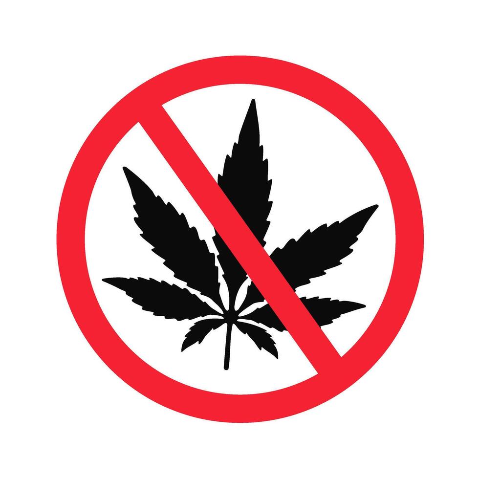 Prohibition sign against cannabis use vector