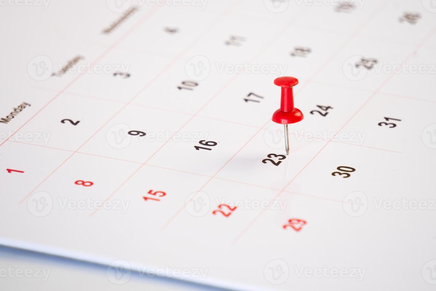 meeting calendar with red pin for background photo