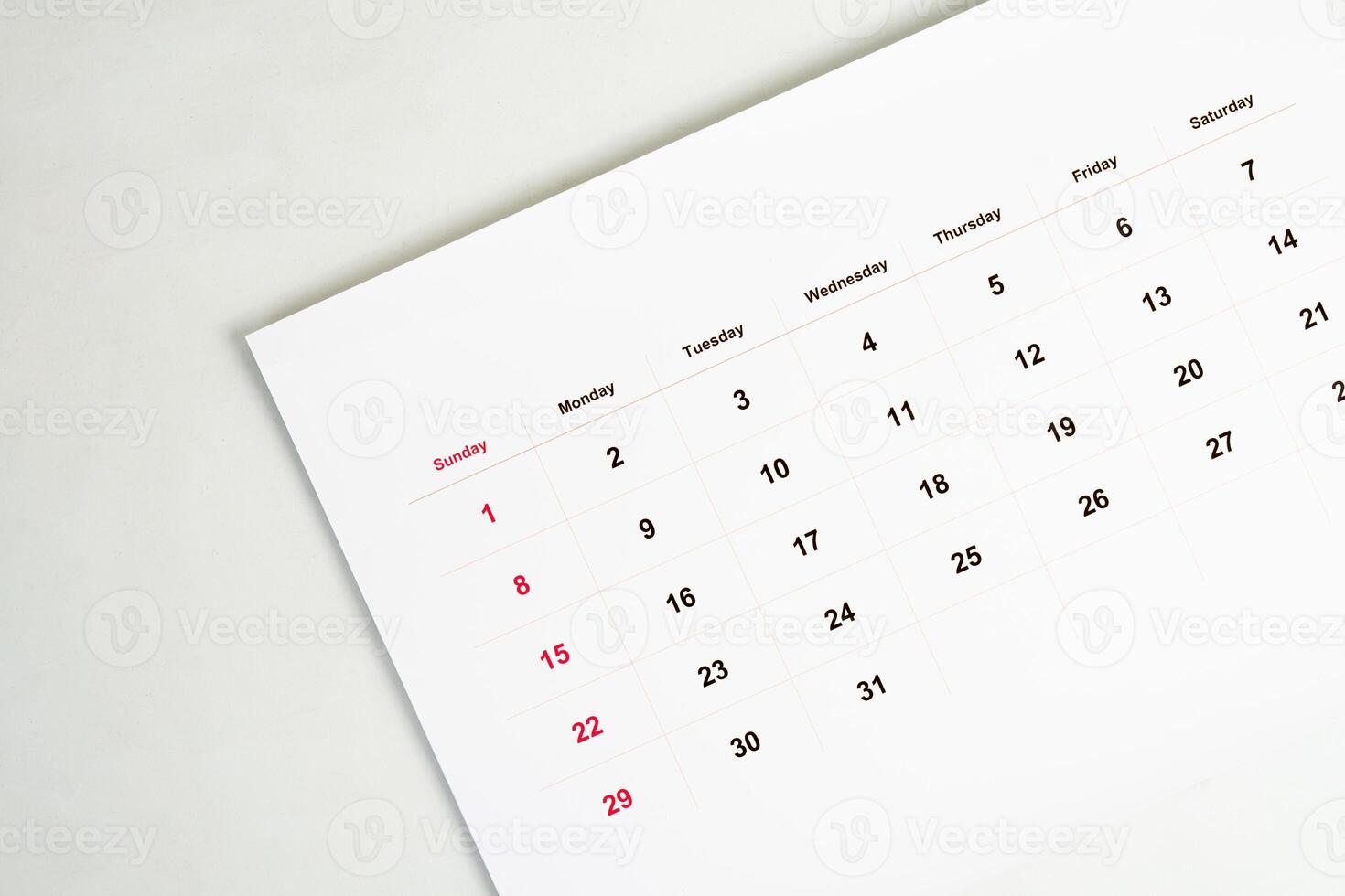 calendar paper on the table photo