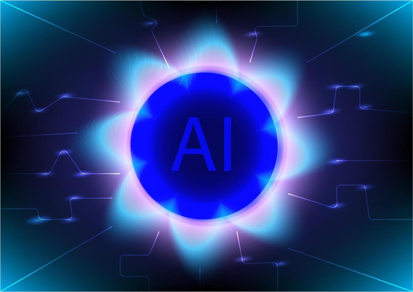 Futuristic AI Technology Background , Glowing Blue Neural Interface vector