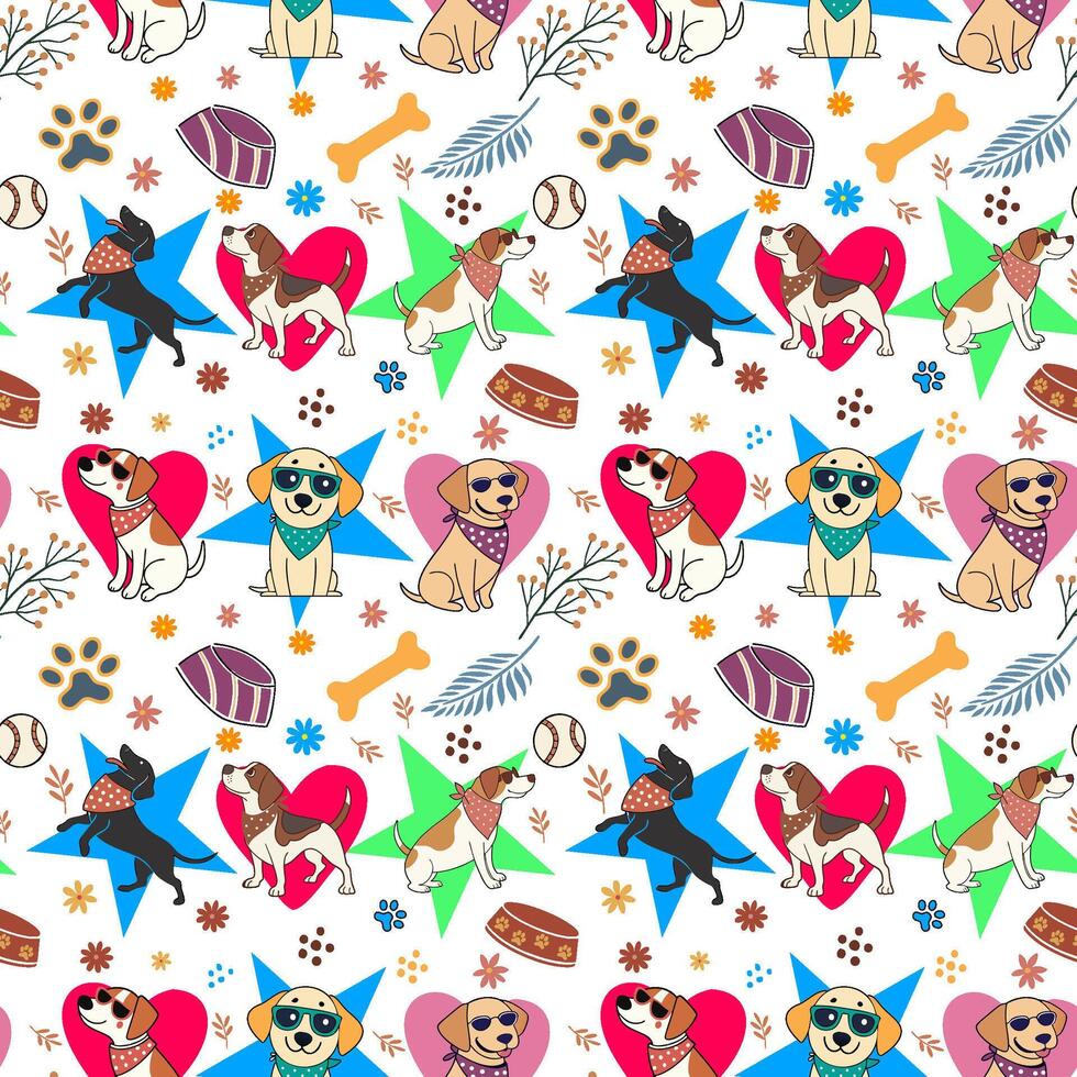 Seamless watercolor pattern with bohemian dog vector