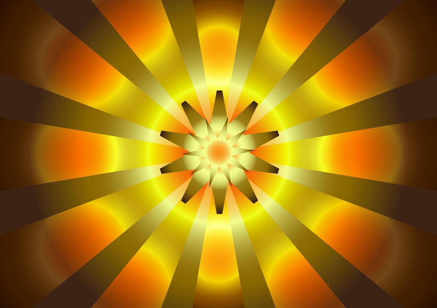A golden sunburst with a black background vector