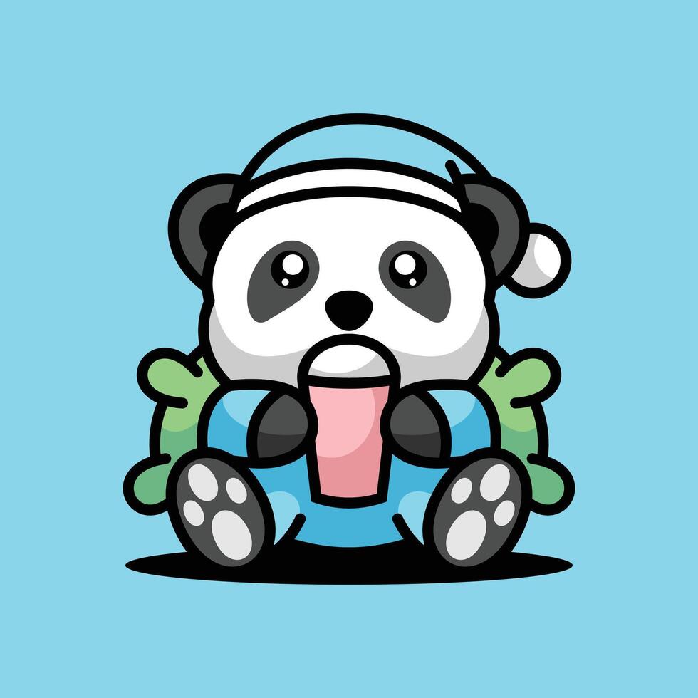 Panda Mascot Character Minimalist Design vector