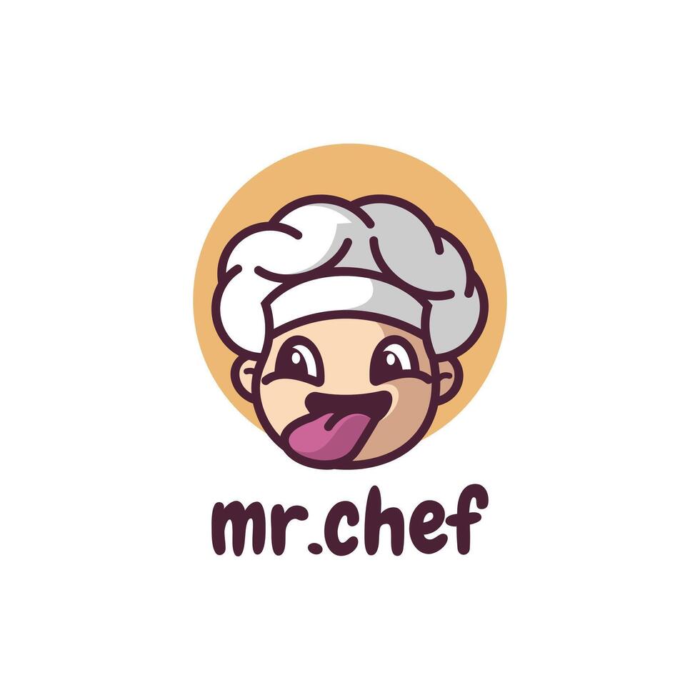 Mr. chef Mascot Minimalist Logo vector