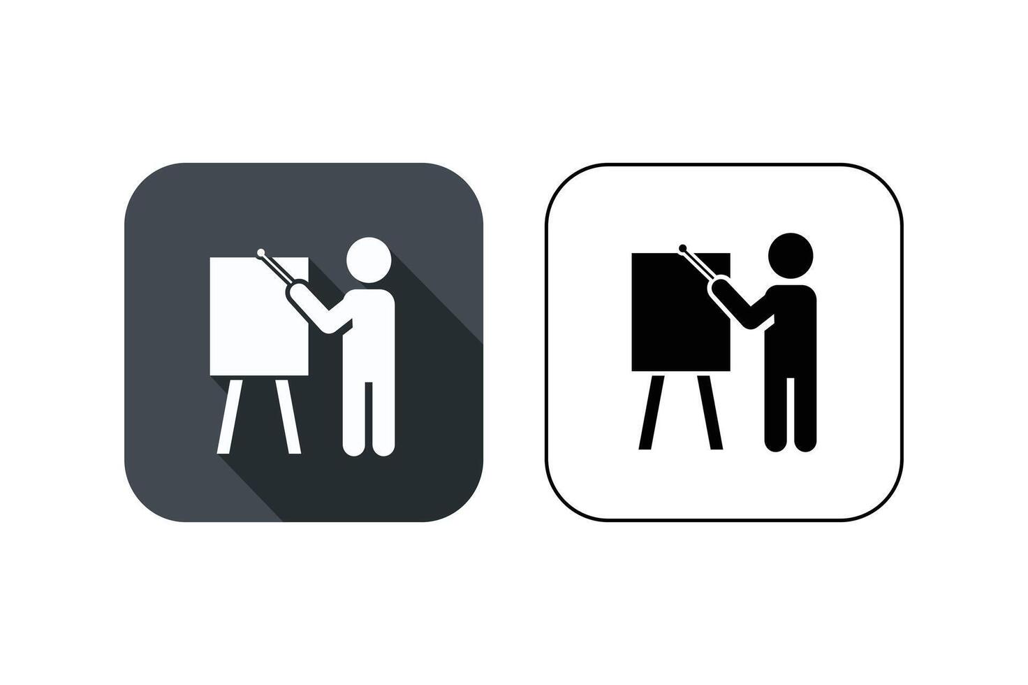 Simple illustration representing a presentation by a teacher or instructor on a whiteboard with shadow. vector