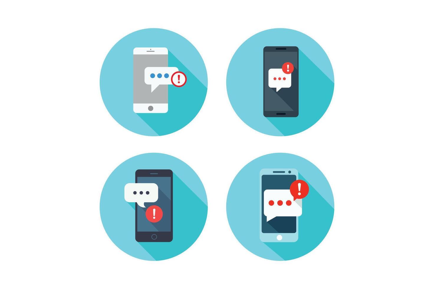 Mobile Message Alert Icon Set, smartphone message notification icon vector