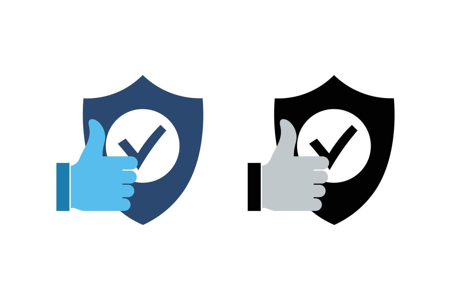 Approved and verified concept represented with a shield icon and a thumbs up symbol vector