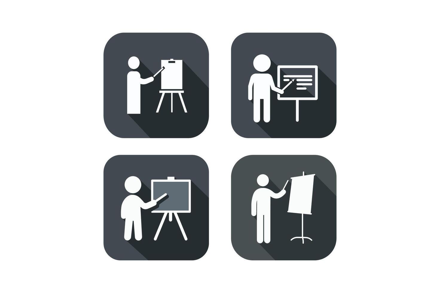 Business trainer teaching in front of a board icon, teacher with presentation board icon vector